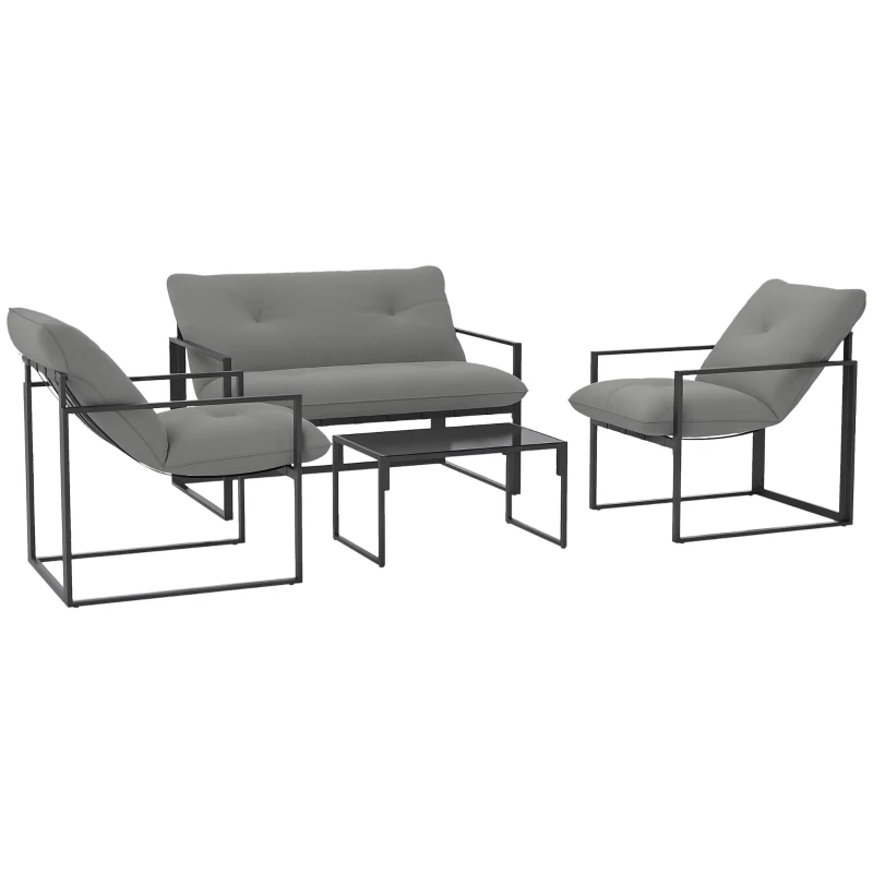 Outsunny Four-Piece Relaxed Back Garden Dining Set - Black/Light Grey
