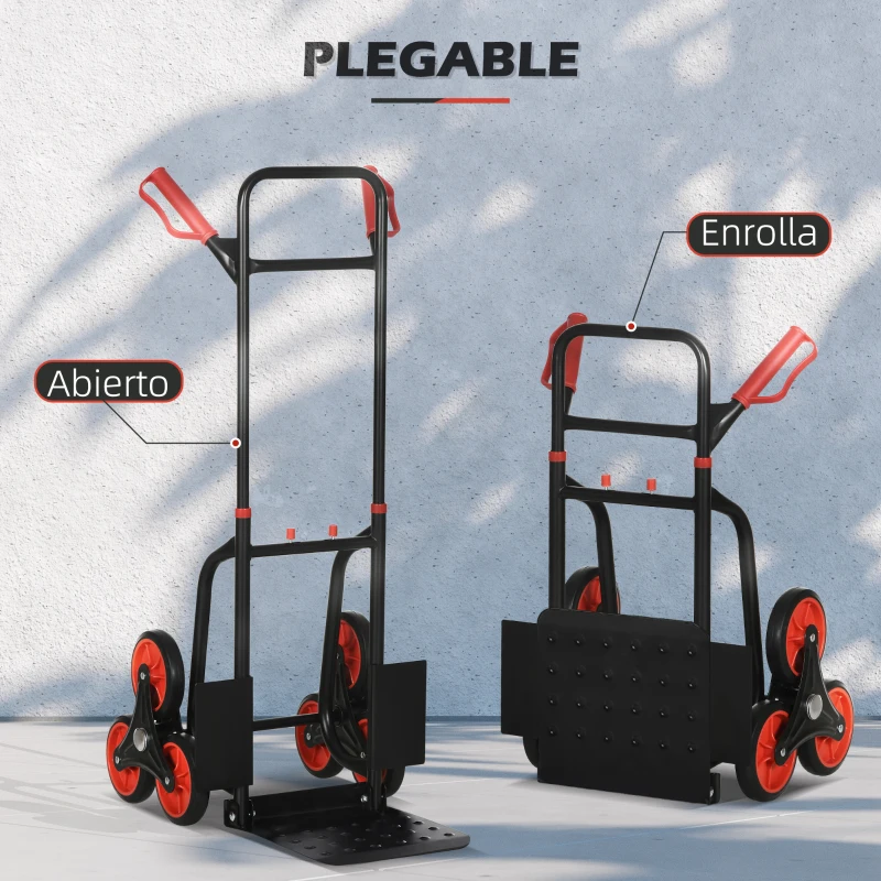 DURHAND Carretilla Plegable para Escalera con Ruedas Carga 120kg Carretilla de Mano Portátil para Entrega Almacenes Mercado Viajar Mudarse