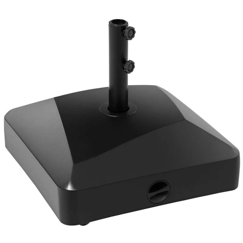 Outsunny Pied de parasol carré support parasol remplissage eau sable avec roues pour terrasse en PE 54,5 x 54,5 x 48 cm noir