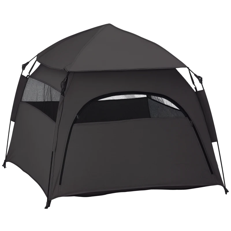 PawHut Foldable Dog Cat Tent with Water-Resistant Oxford, Carry Bag for Extra Large Dog, Charcoal Grey