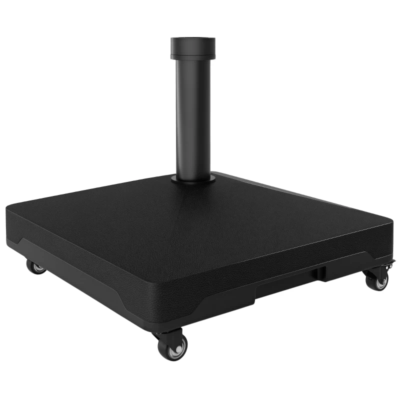 Outsunny Pied de parasol, Base de lestage carré en plastique HDPE 4 roulettes et poignée, capacité 21kg dim. 45L x 45l x 40H cm