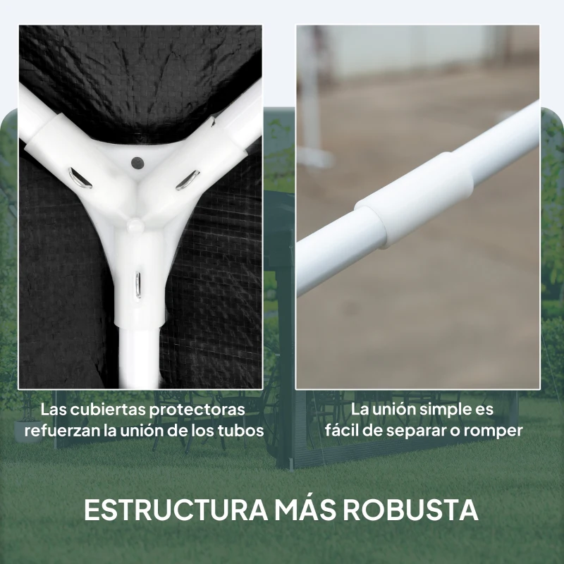 Outsunny Cenador Exterior 4x3 m con 4 Mosquiteras Laterales 2 Puertas con Cremallera y 6 Orificios de Drenaje Gris Oscuro