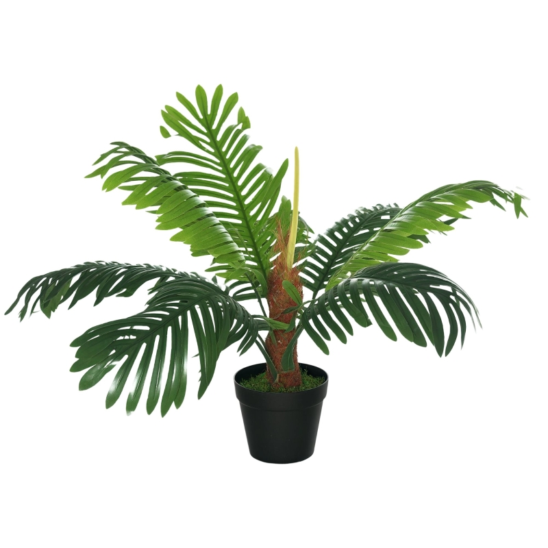 Outsunny Palma Artificiale In Plastica Con Vaso - 60 Cm Altezza - Pianta Finta Tropicale Per Interni/Esterni