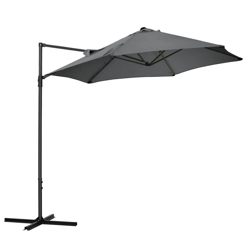 Outsunny Parasol déporté octogonal mât en acier diamètre 256 cm gris anthracite