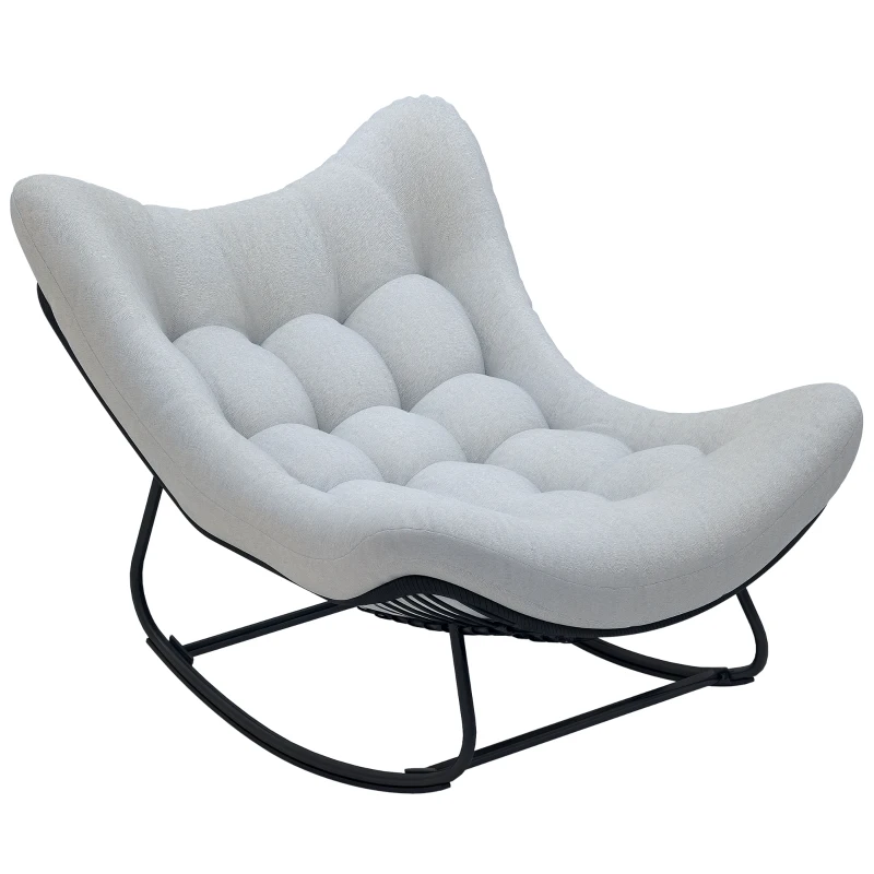 Outsunny Fauteuil à bascule de jardin chaise à bascule en forme d'œuf avec coussin rembourré 98 x 111 x 74 cm gris