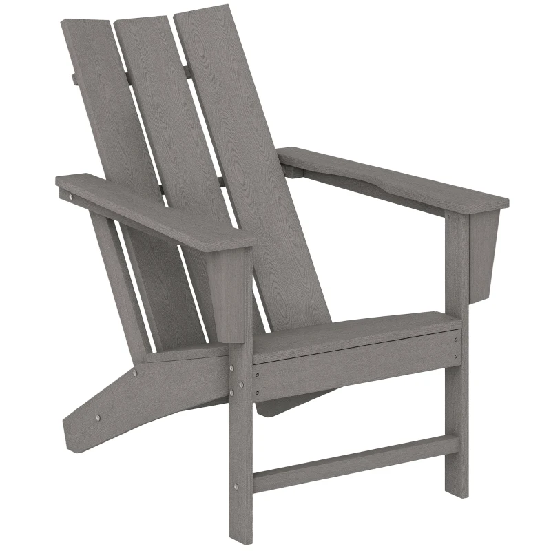 Outsunny Silla de Jardín Adirondack con Asiento Extra Ancho Carga 120 kg para Patio Terraza Balcón 75x83x90 cm Gris Oscuro