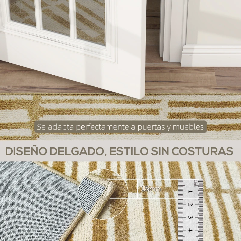 HOMCOM Alfombra Salón 170x120 cm Lavable en Lavadora Pelo Corto Estilo Moderno Tapete para Sala de Estar Dormitorio Crema