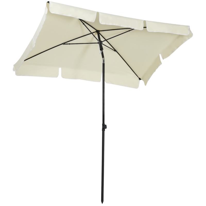 SPRINGOS Ombrellone Rettangolare Da Giardino, 195x122 Cm, Altezza 220 Cm, Colore Grigio, Con Manovella E Inclinazione Regolabile, 100% Poliestere