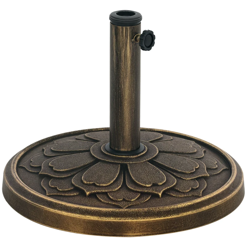 Outsunny Base para Chapéu de Sol Redonda Suporte para Chapéu de Sol  Preenchível com Cimento Peso 12 kg Ø46x33 cm Bronze