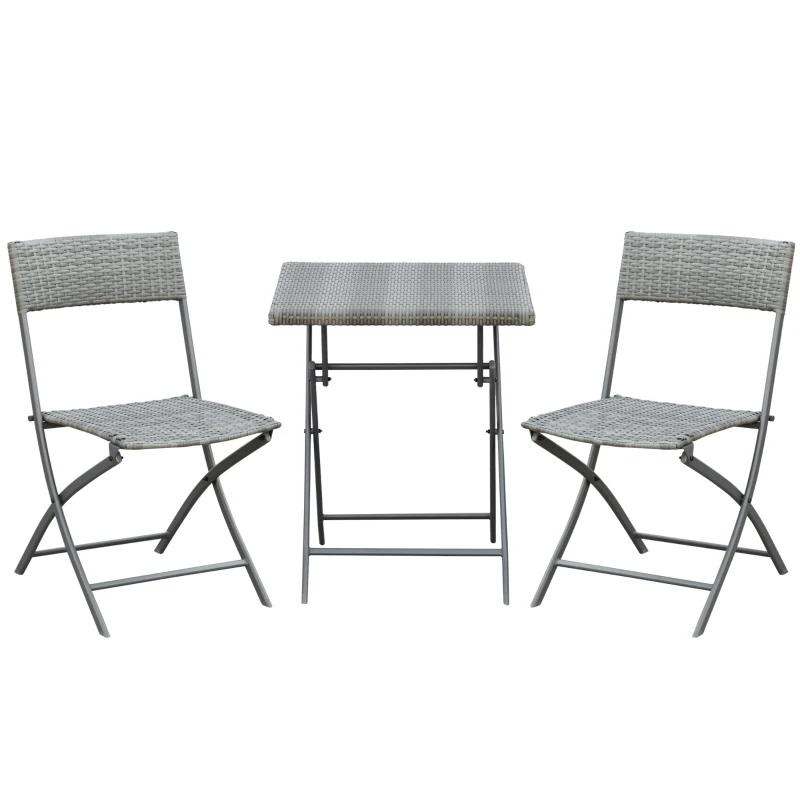 Outsunny Ensemble Meubles de Jardin Design Table carré et chaises Pliables résine tressée Imitation rotin gris