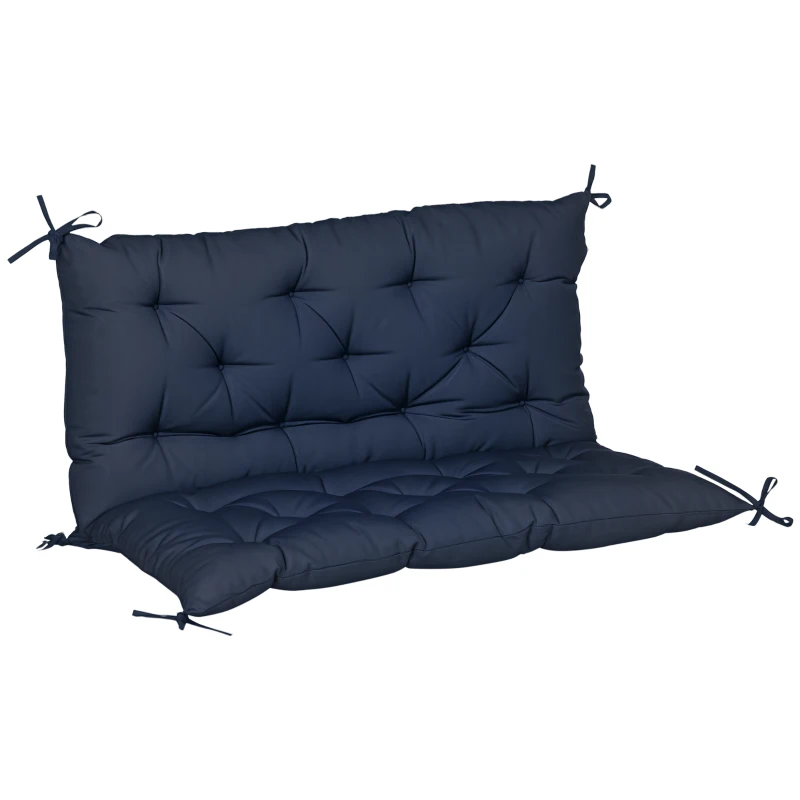 Outsunny Coussin matelas assise dossier pour banc de jardin balancelle canapé 2 places grand confort 100 x 98 x 8 cm bleu foncé