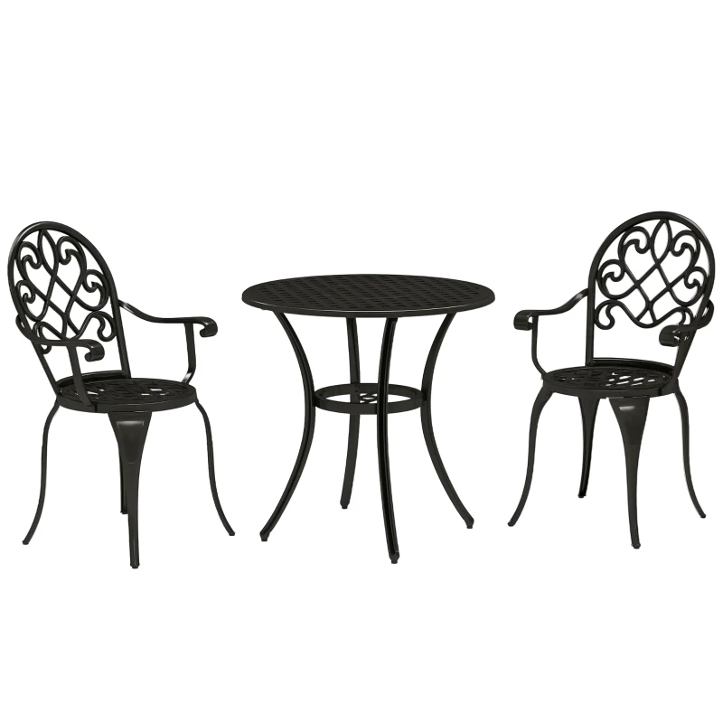 Outsunny Three-Piece Elegant Aluminium Garden Set - Black