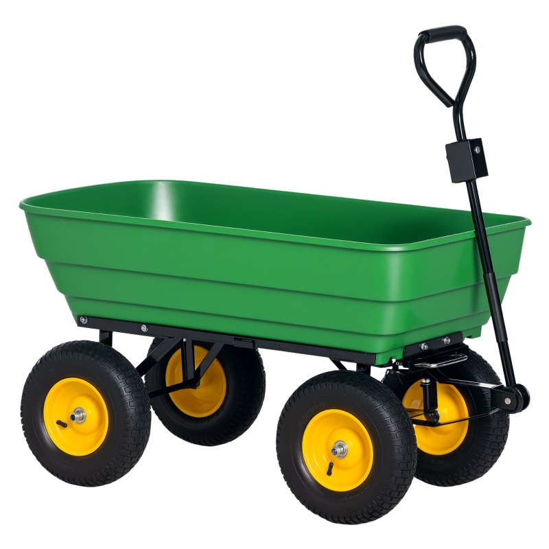Carrello Da Giardino Outsunny 125L - Ribaltabile, In Acciaio E PP, Verde Scuro, 118x58x102 Cm - Foto 11