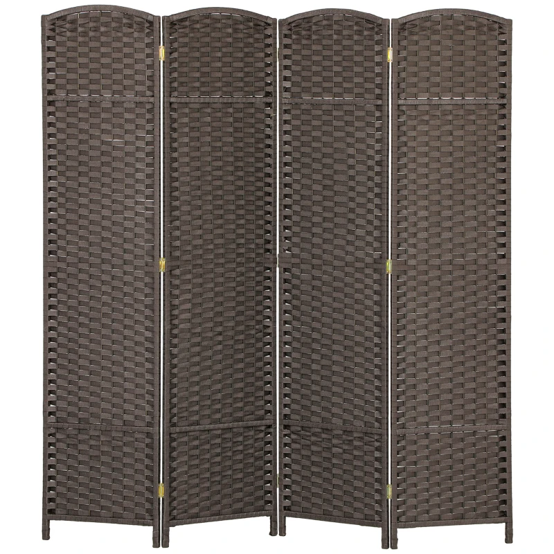 HOMCOM 4 Panel Folding Room Divider, Freestanding Privacy Screen for Living Room, Bedroom and Office, 160 x 170cm, Brown
