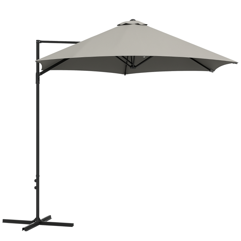 Outsunny 2.5m Rotating Cantilever Parasol - Light Grey