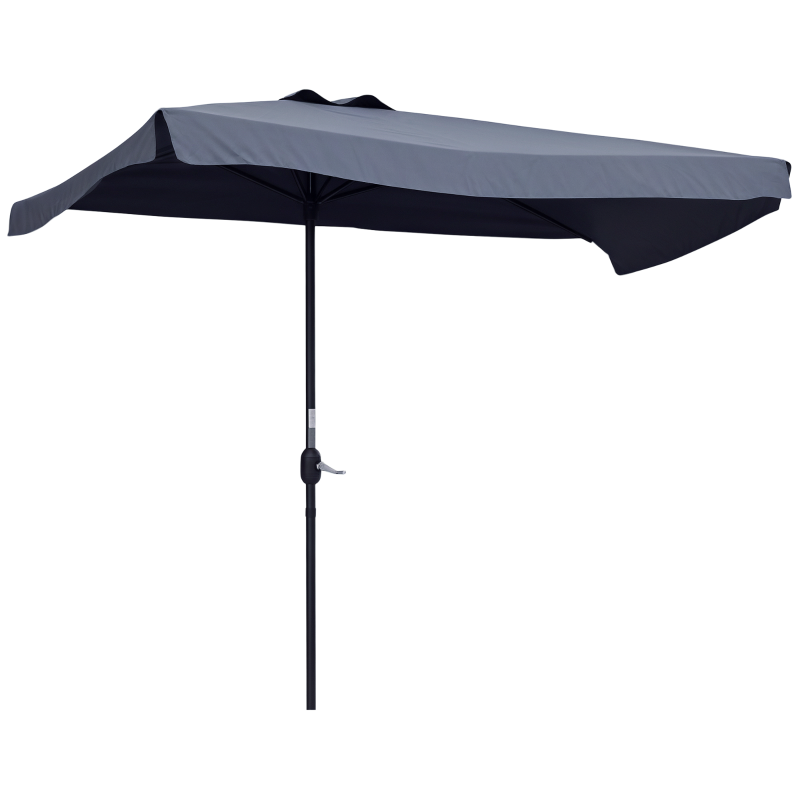 Outsunny Chapéu de Sol Retangular 230x130x249 cm Chapéu de Sol de Parede com Manivela Proteção UV para Varanda Jardim Cinzento