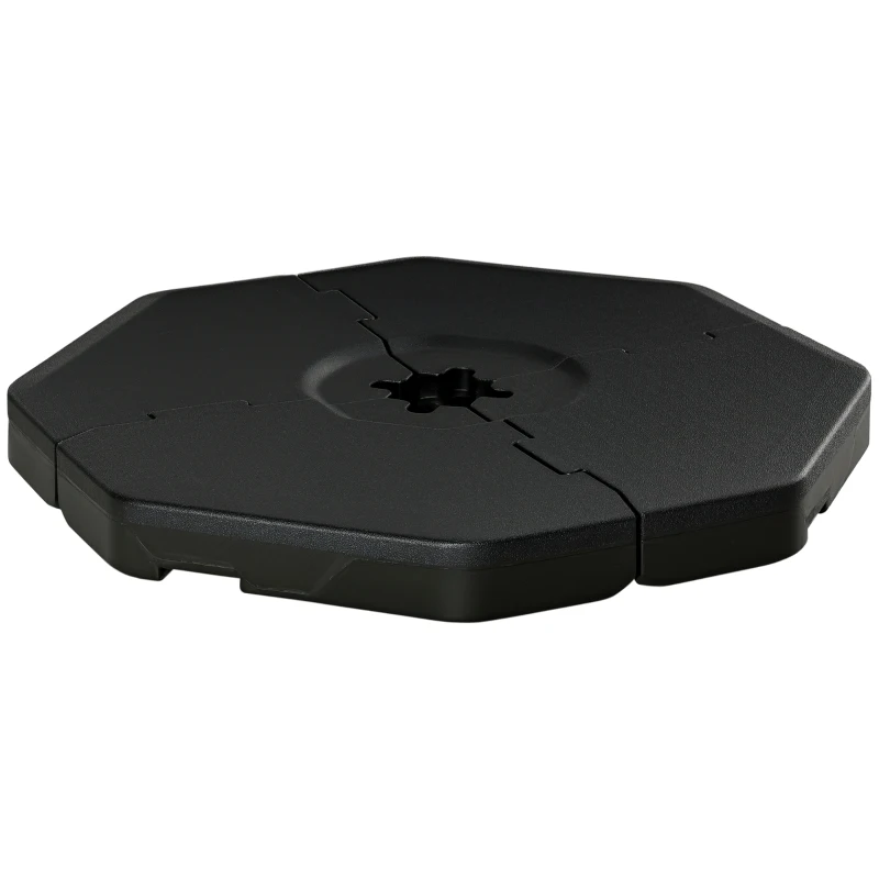 Outsunny Detachable Patio Umbrella Base, Cantilever Parasol Base Stand Outdoor Umbrella Weights, Filled with Sand and Water up to 140KG, Black