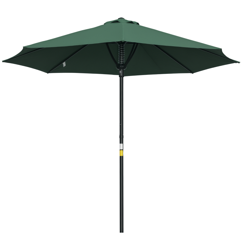 Outsunny Garden 3 m Parasol Umbrella, Outdoor Market Table Umbrella Sun Shade Canopy with 8 Ribs, Easy Push to Open, Green