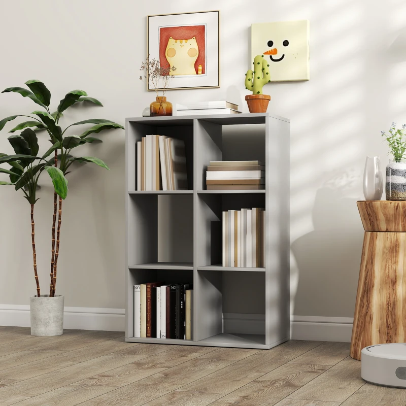HOMCOM 6-Cube Bookshelf - Light Grey