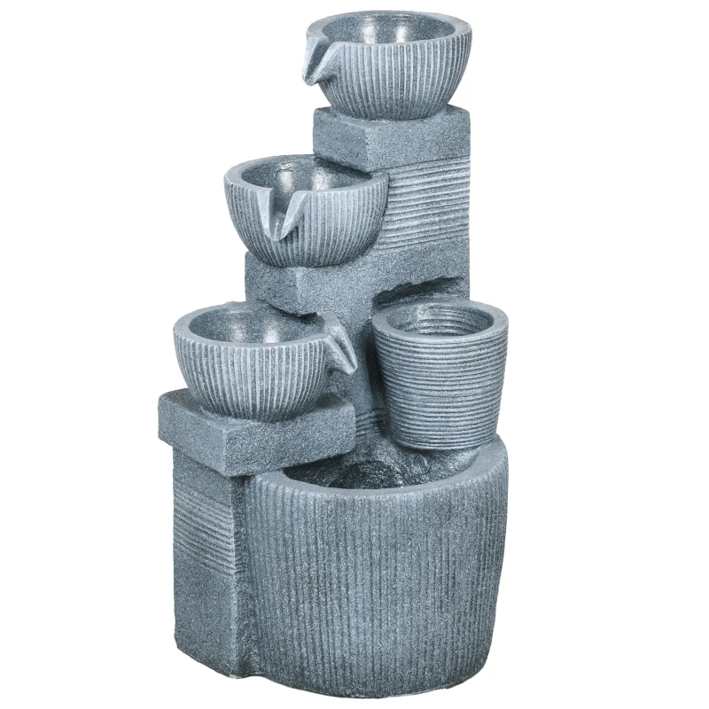 Outsunny Solar Powered Outdoor Water Fountain - Dark Grey