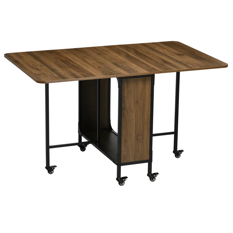 HOMCOM Mobiler Klapptisch Klapptisch, 2 klappbare Flächen, 130 cm x 80 cm x 74 cm, Braun(m-10)