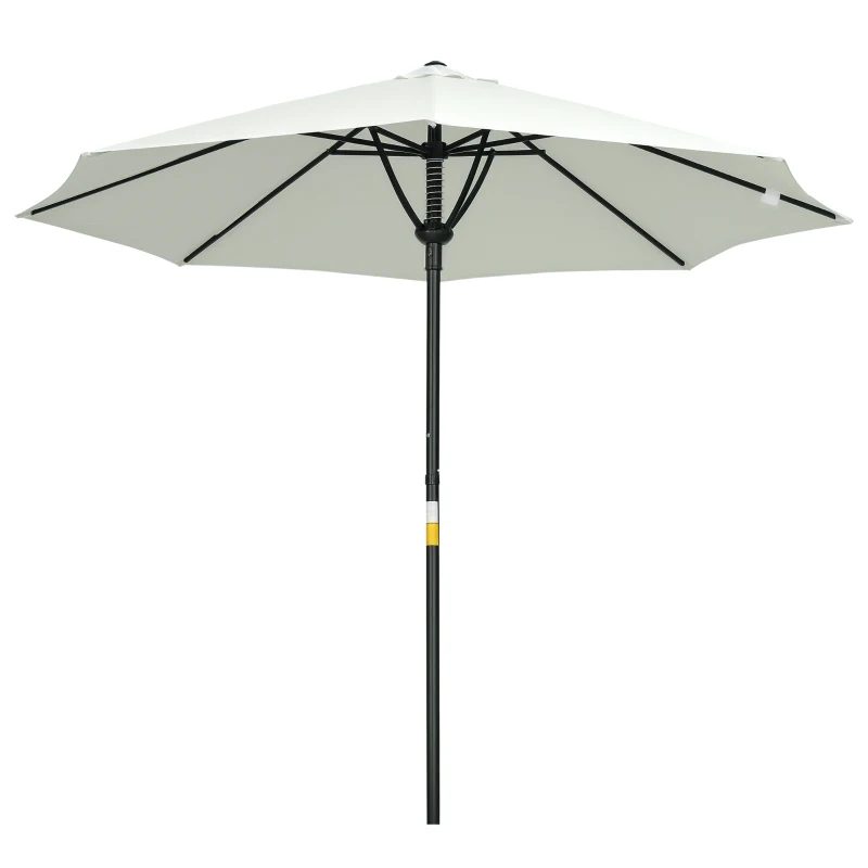 Outsunny Garden 3 m Parasol Umbrella, Outdoor Market Table Umbrella Sun Shade Canopy with 8 Ribs, Easy Push to Open, Cream