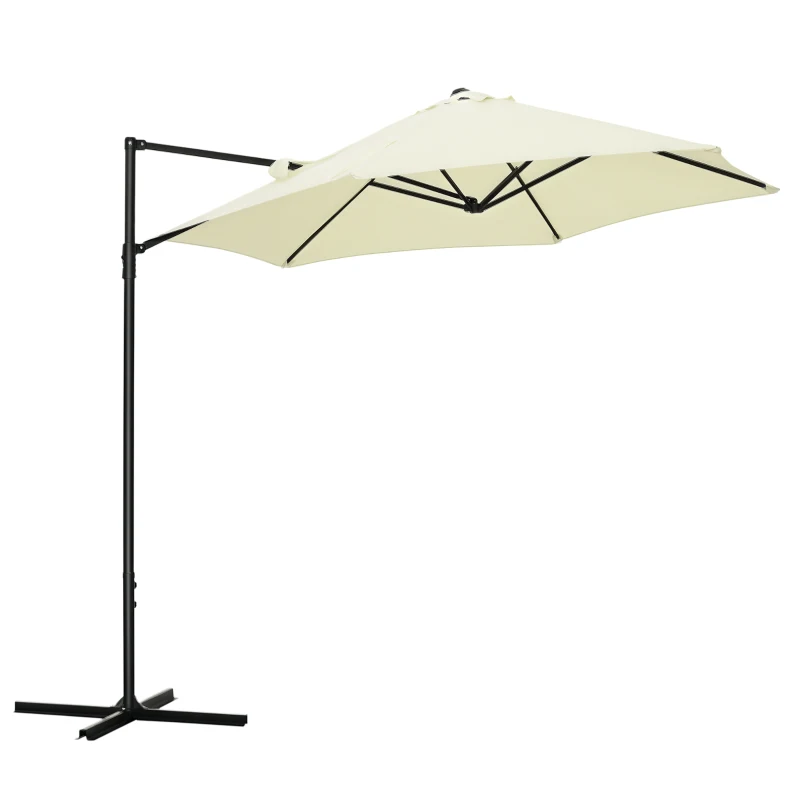 Outsunny Parasol déporté octogonal mât en acier diamètre 256 cm beige