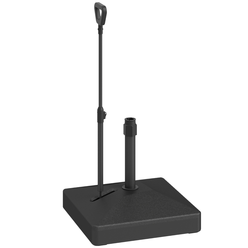 Outsunny Pied de parasol carré support parasol en HDPE sur roulettes avec poignée remplissage eau sable 60 x 60 x 100 cm noir