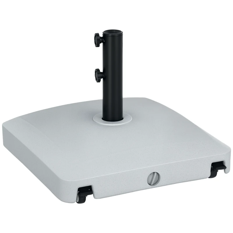 Outsunny Garden Parasol Base Holder, 24kg Water or 30kg Sand Filled, Outdoor Market Umbrella Stand Weight with Wheels and Brakes, Grey