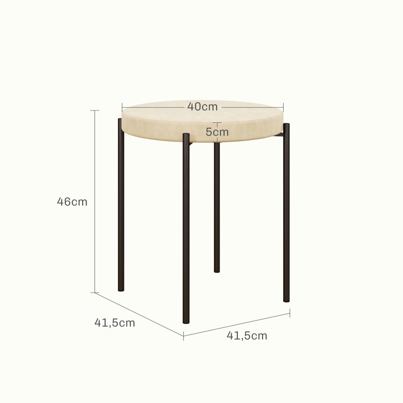 HOMCOM Küchenhocker 4-er Set, stapelbar, Samtoptik, bis 100kg, Metallrahmen, 41,5 x 41,5 x 46 cm, Cremeweiß