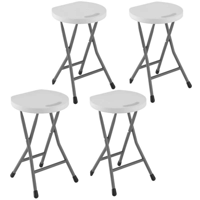 Outsunny Set of Four Folding Carry Stools - White