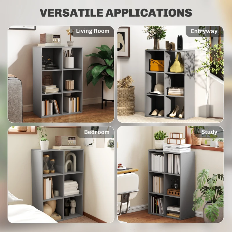 HOMCOM 6-Cube Bookshelf - Light Grey