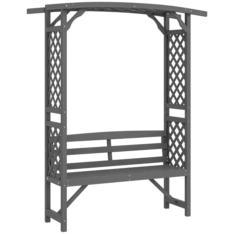 Outsunny Garden Bench, Wooden Garden Arbour with Seat for Vines/Climbing Plants, Grey
