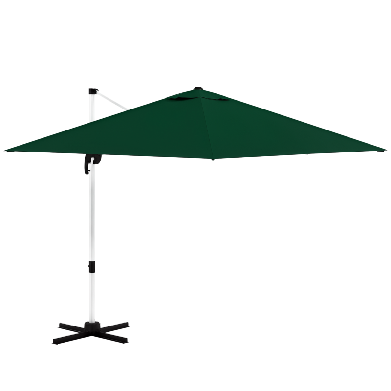 Outsunny Square Cantilever Garden Parasol, with Five-Position Canopy - Green