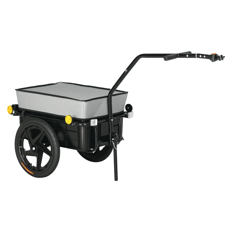 HOMCOM Remorque vélo remorque de transport pour vélo 144L x 59l x 80H cm barre d'attelage universelle acier noir gris