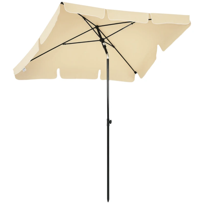 Outsunny Umbrelă pentru Grădină cu Înclinare Reglabilă și Stâlp din Aluminiu, 198x130x245 cm, Bej
