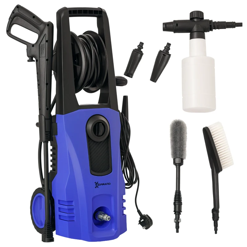 DURHAND 1800W High Pressure Washer, 150 Bar Pressure, 510 L/h Flow, High-Performance Portable Power Jet Wash Cleaner Blue