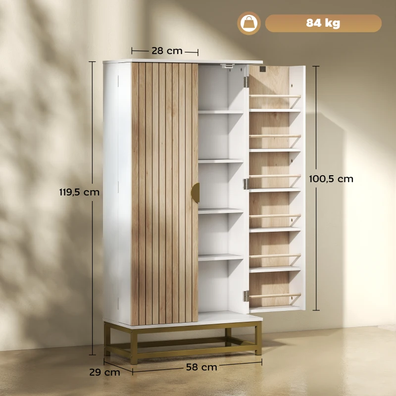 HOMCOM Küchenschrank mit 12 Türregalen, verstellbaren Regalen, 58x29x119,5 cm, weiß