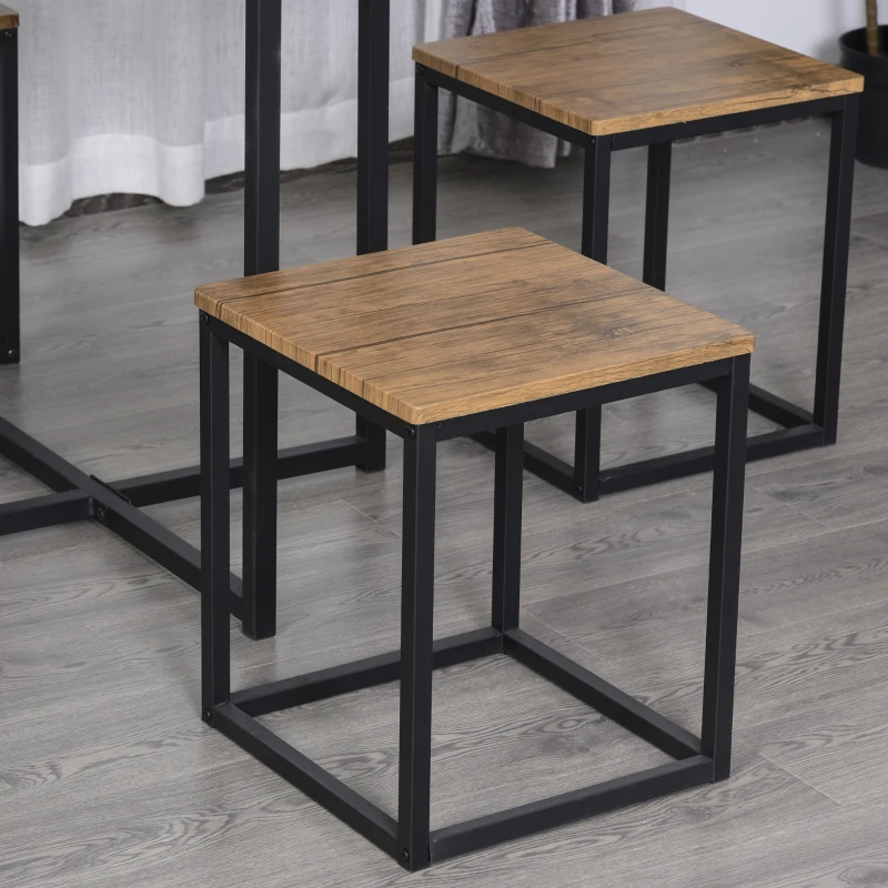 HOMCOM Set 5-teilig Stühle Esstisch modern im industriellen Stil, Holz und Metall, Schwarz und Holzfarbe