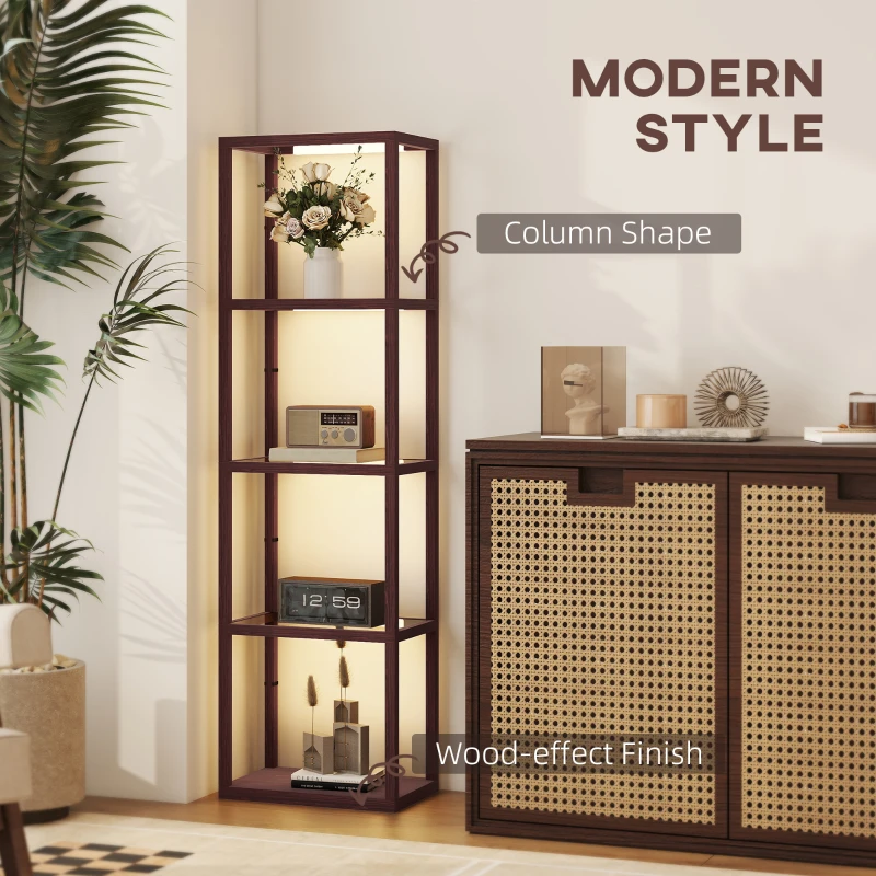 HOMCOM Four-Shelf Floor Lamp - Dark Brown