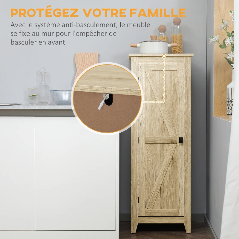 HOMCOM Armoire de Rangement sur Pieds, Meuble Colonne pour Cusine, Salle de bain, Style Classique avec 3 étagères réglables