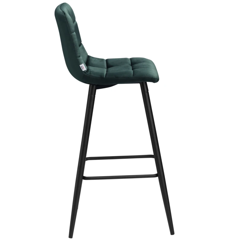 HOMCOM Barhocker 2er-Set, modernes Design, weicher Sitz, Stahlrahmen, 42 x 47 x 105 cm, Grün