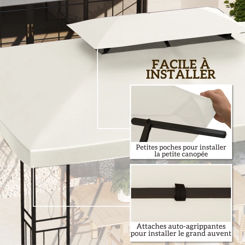 Outsunny Toit de Rechange pour Tonnelle Crème 3 x 4 m