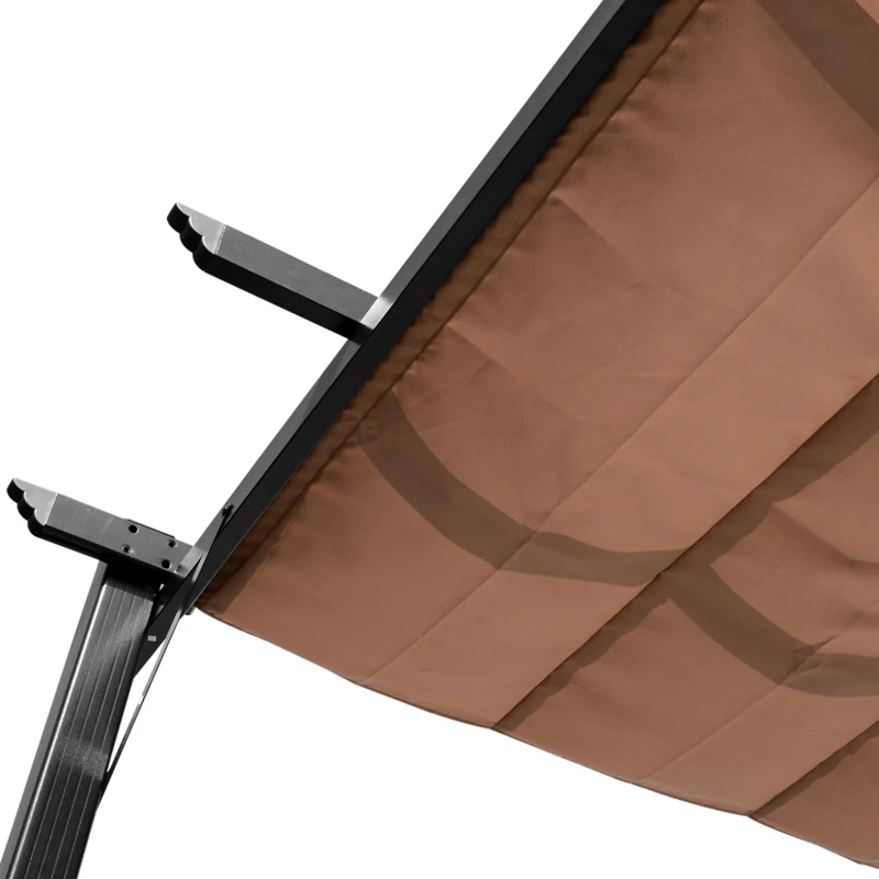 Outsunny Pergola Pavillon mit einstellbarem Stoffdach 3 x 4 m Terrassen-Vordach Aluminium Sonnenschutz Überdachung Terrasse Garten Grau+Braun