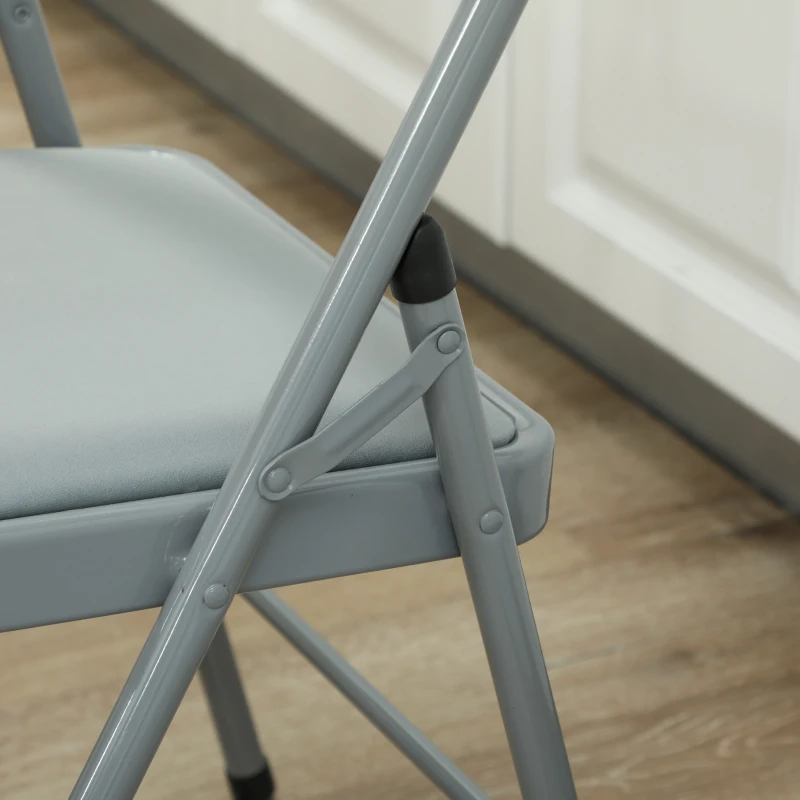 HOMCOM Set mit 4 klappbaren und transportablen Innenstühlen mit gepolsterten Sitz- und Rückenlehnen aus Samt, Stahlrahmen, Hellgrau