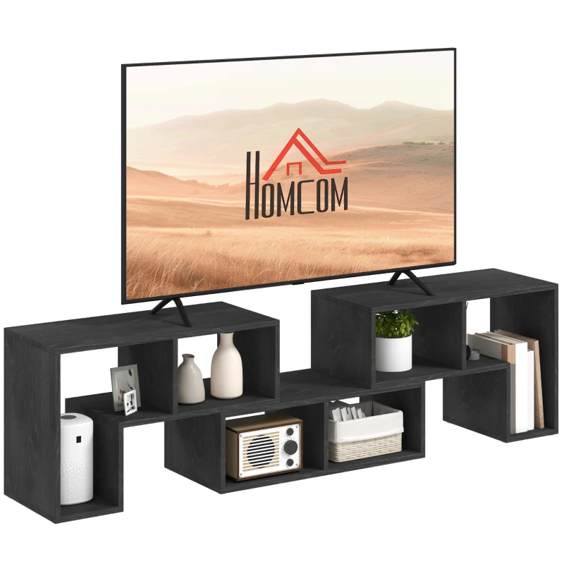 HOMCOM TV-Möbel 75" max Modular mit 2 L-förmigen Regalen und rechteckigem Regal, aus Holz, 134-180x30.5x44 cm, Schwarz