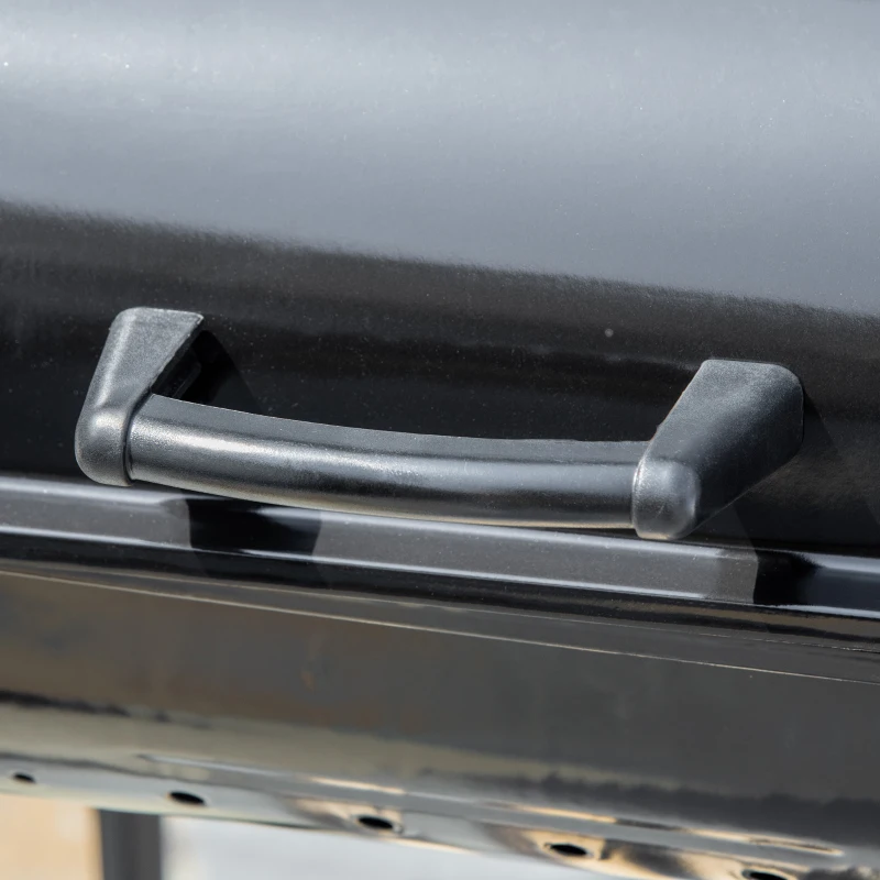 Outsunny Holzkohlegrill mit Deckel, Ablagen und Rädern, komplett mit Spachtel, Zange und Messer, Schwarz