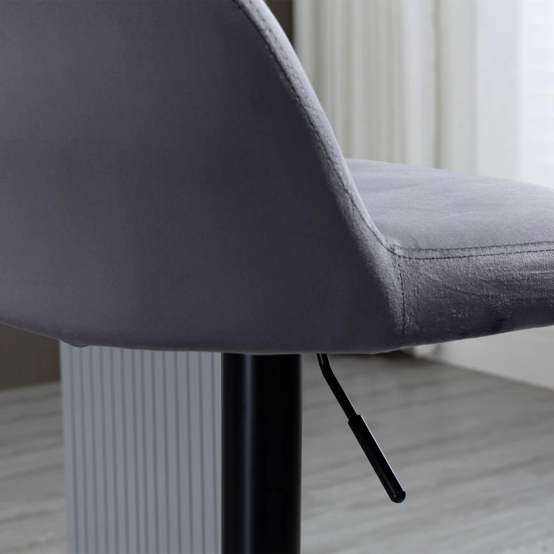 HOMCOM Set 2 Barhocker mit Rückenlehne und Fußstütze, Drehbar mit Höhenverstellung, Grau