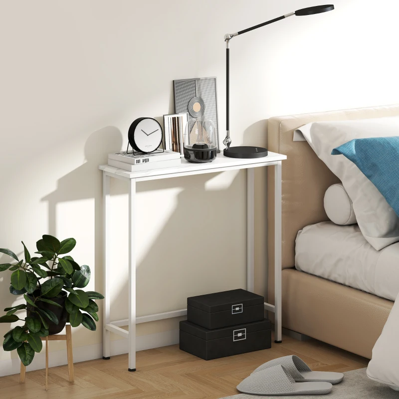 HOMCOM Tavolo Console Tavolino con piedini regolabili, cinghie anti-ribaltamento 75 x 24 x 76 cm per Piccoli Spazi Bianco
