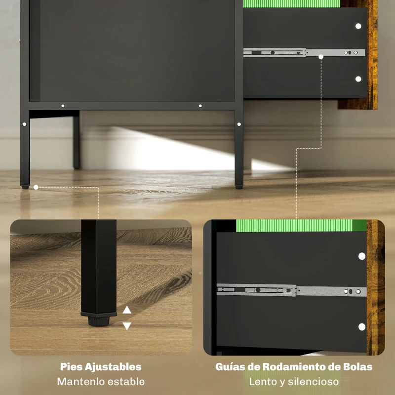 HOMCOM Cajonera de Oficina con 2 Cajones Cajonera para Archivadores con Cerradura y Carpetas Colgantes 80x39x73,5 cm Marrón